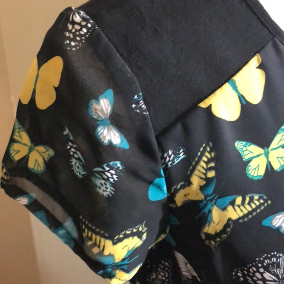 H&M black with butterflies chiffon dress - Picture 3 of 6